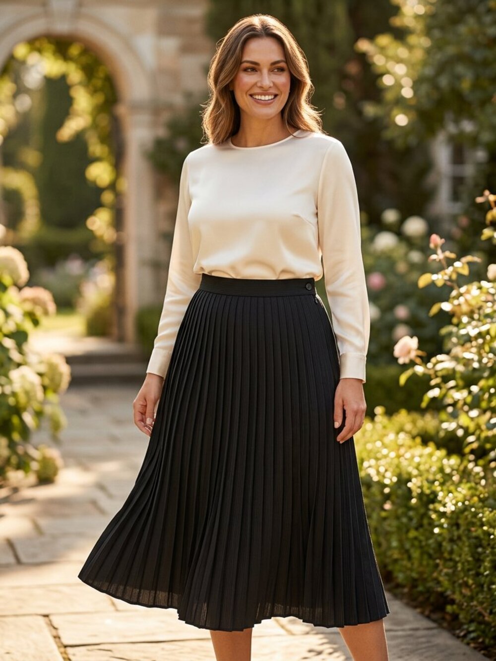 Odille Skirt Size 8 Black Ribbed Side zipper Machine Wash Bin 2